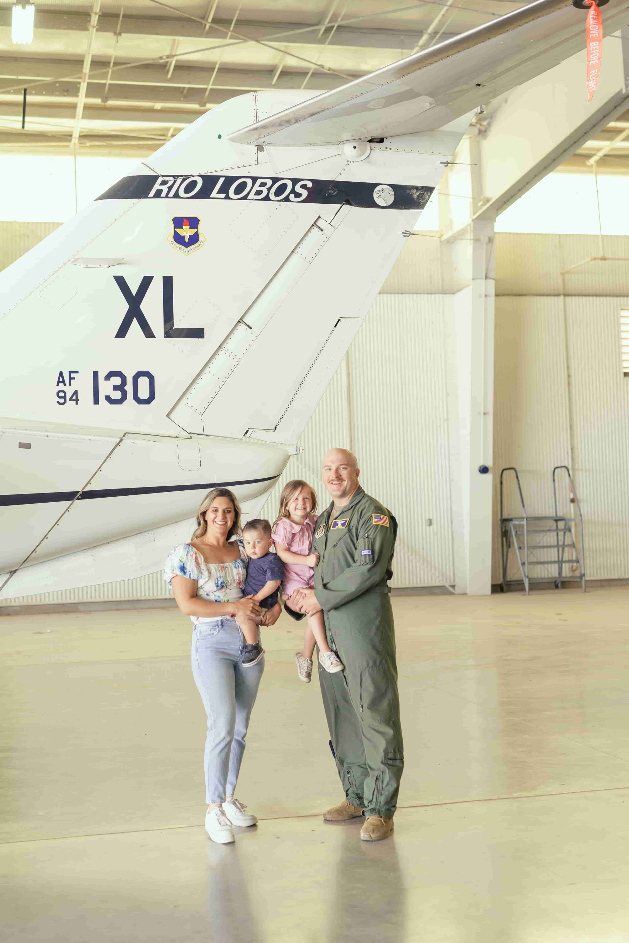 Family Photo Session in a Hangar at Laughlin Air Force Base, Del Rio, Texas