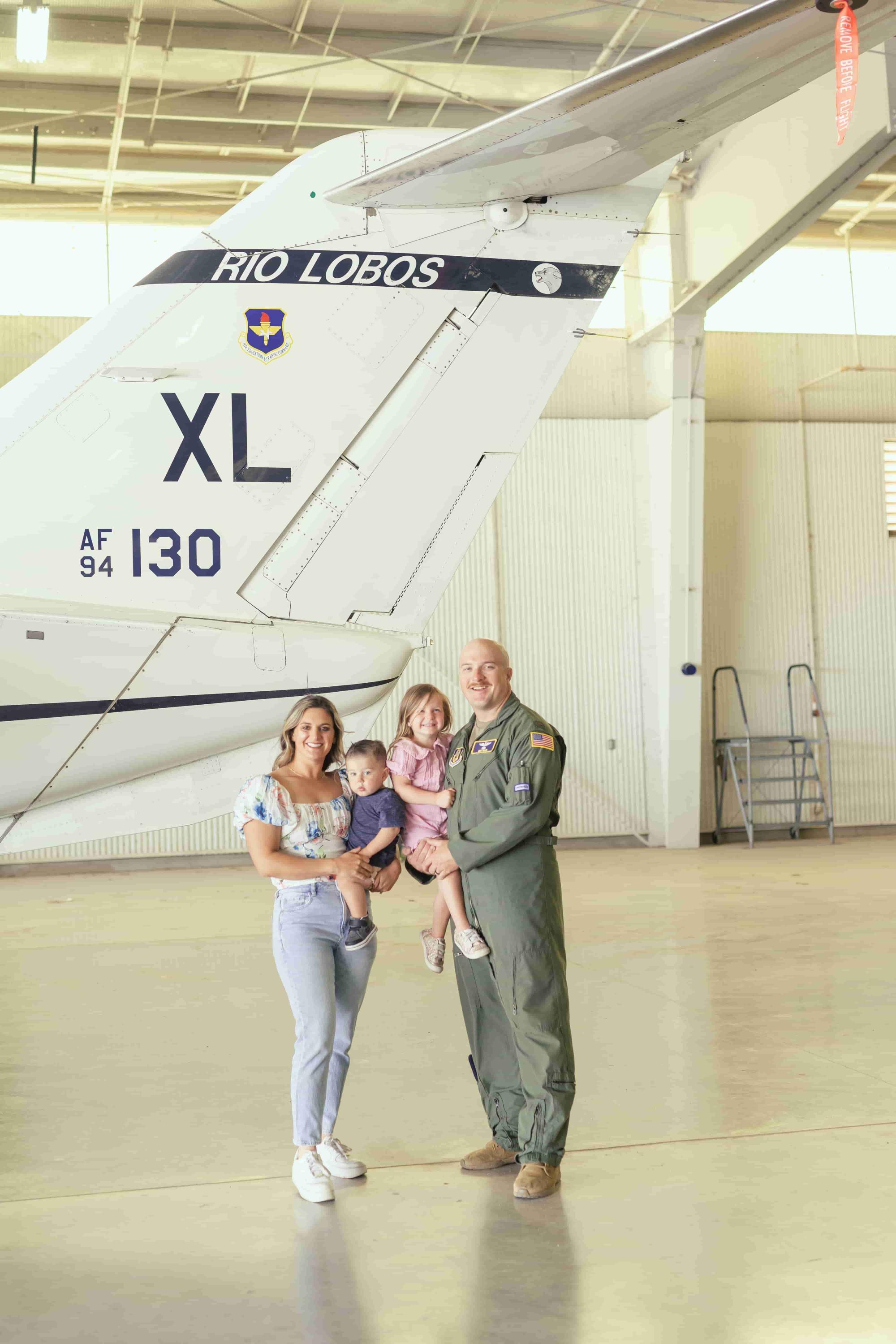 Family Photo Session in a Hangar at Laughlin Air Force Base, Del Rio, Texas