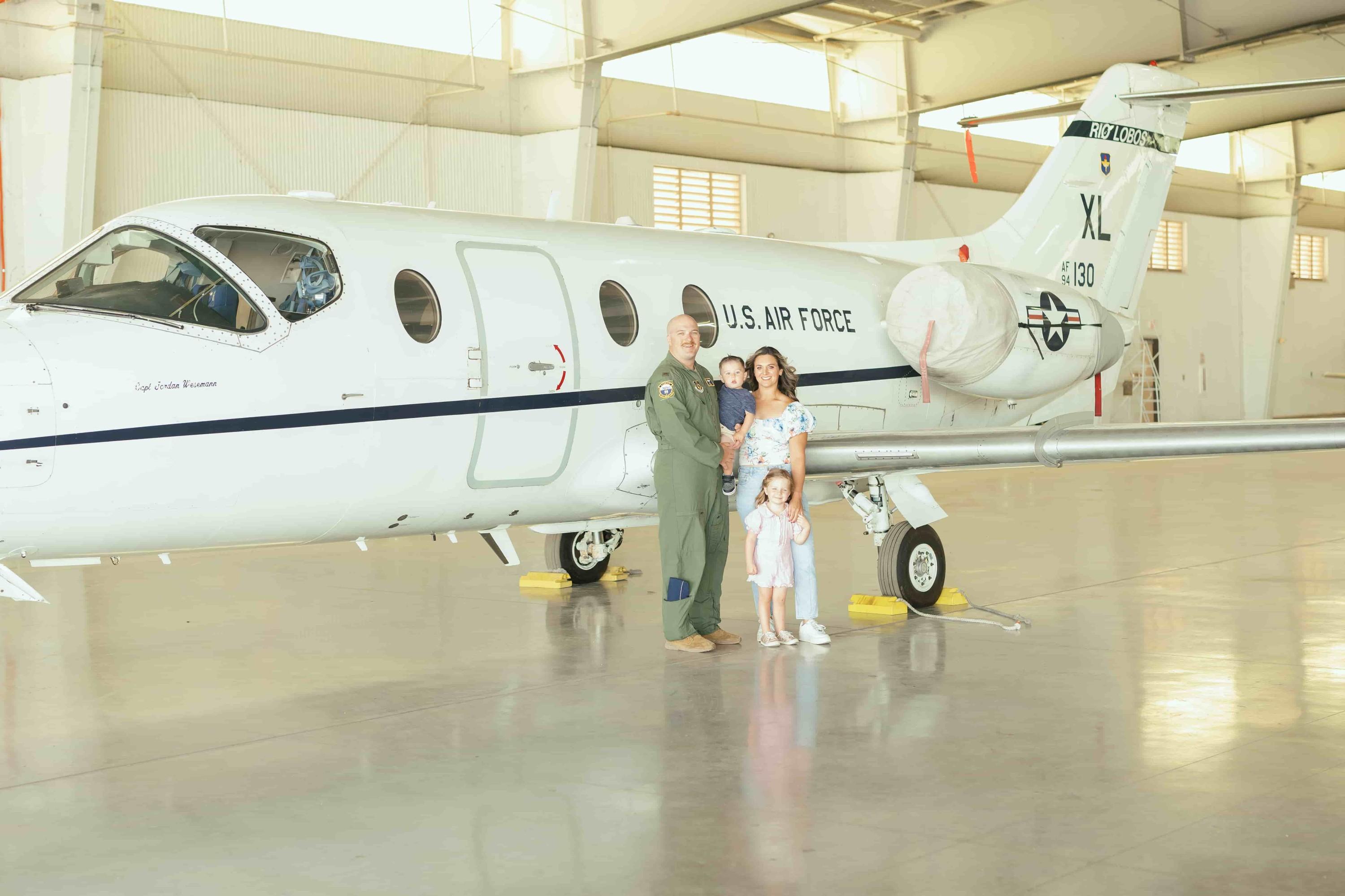 Family Photo Session in a Hangar at Laughlin Air Force Base, Del Rio, Texas